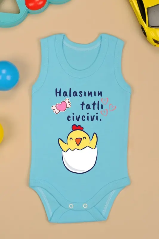 Cotton Aunt's Sweet Chick Printed Snap Bodysuit -BLUE - 1