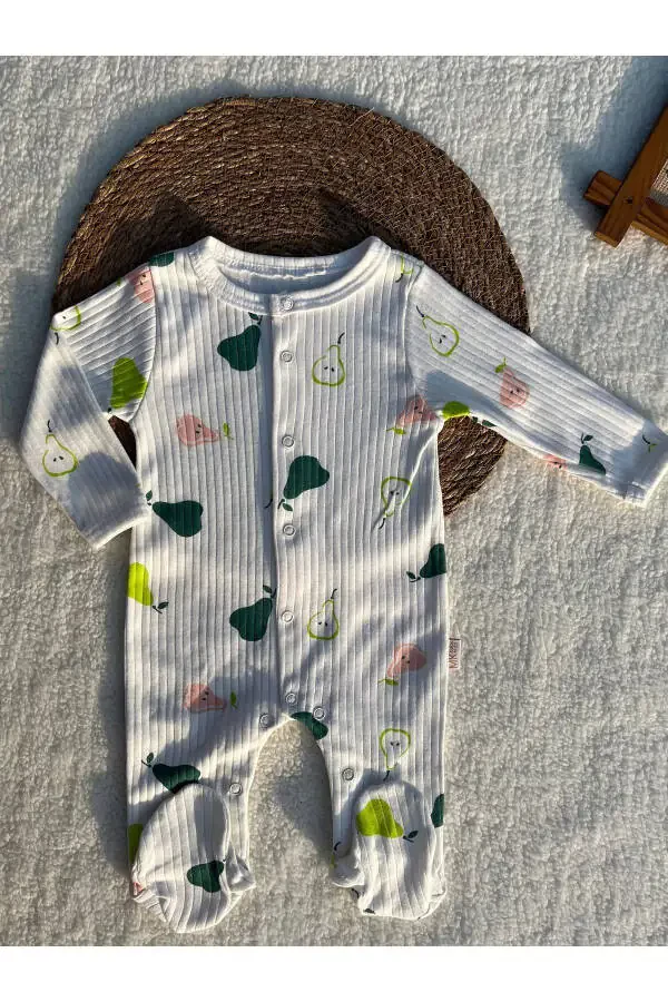 Cotton baby romper, 100% organic cotton, footed romper - 1