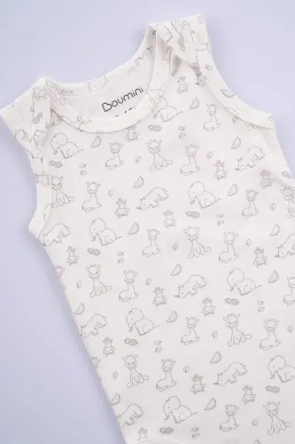 Cotton Baby Snap Bodysuit Giraffe Cream-Giraffe 
