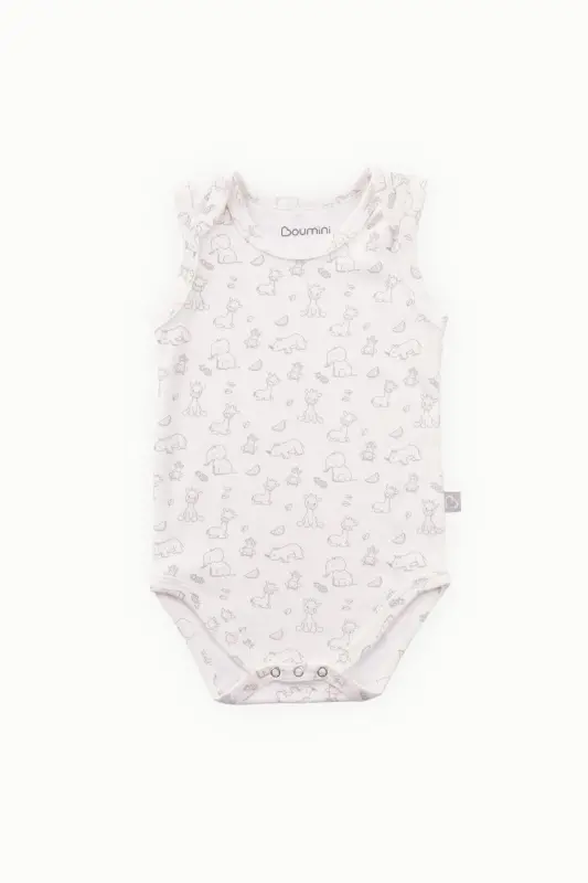 Cotton Baby Snap Bodysuit Giraffe Cream-Giraffe - 2
