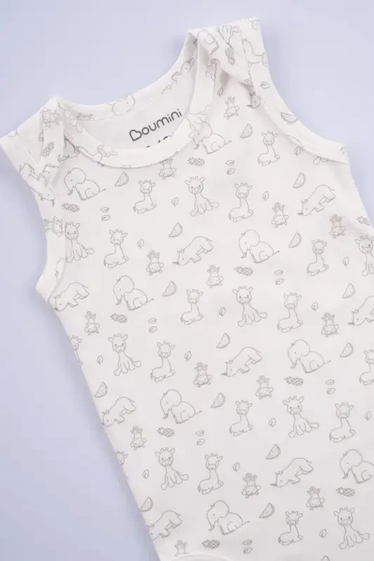 Cotton Baby Snap Bodysuit Giraffe Cream-Giraffe - BOUMINI
