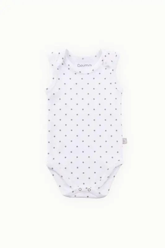 Cotton Baby Snap Bodysuit Gray Dotted-Gray Dot - 3