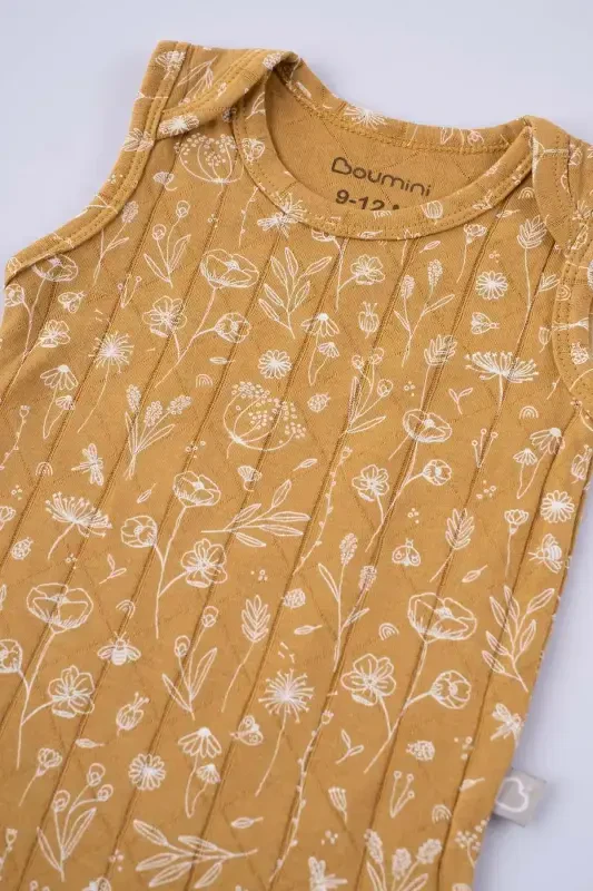 Cotton Baby Snap Bodysuit Spring Floral Mustard-Mustard - 2