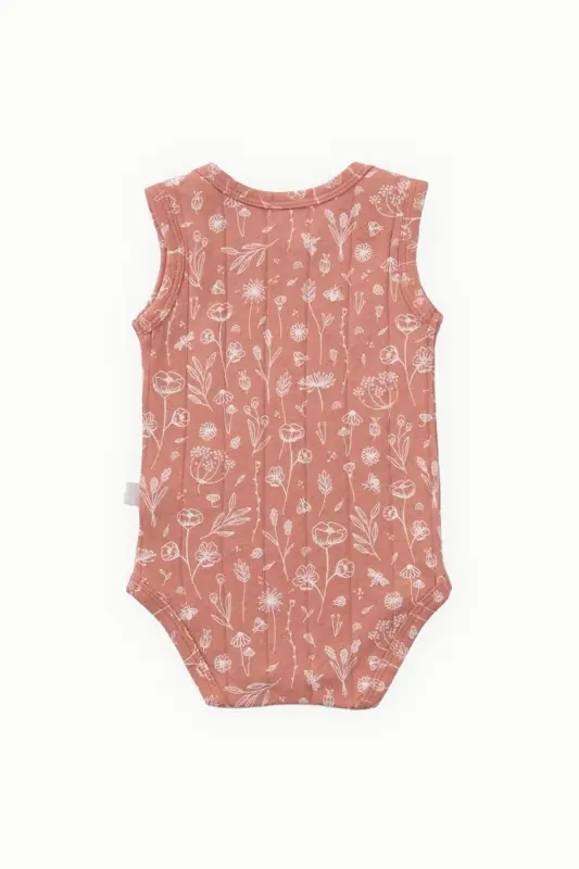 Cotton Baby Snap Bodysuit Spring Floral Tile - 4