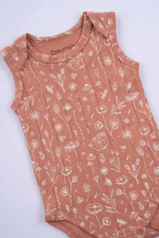 Cotton Baby Snap Bodysuit Spring Floral Tile - BOUMINI