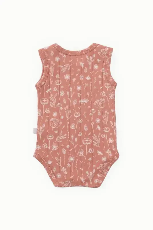 Cotton Baby Snap Bodysuit Spring Floral Tile - 4