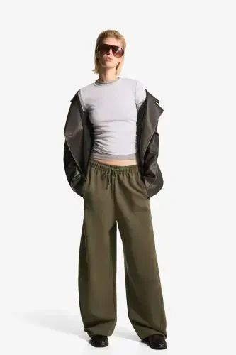 Cotton barrel fit pants - 1