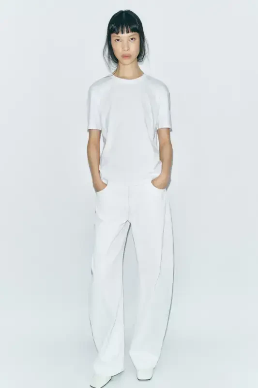 COTTON BASIC T-SHIRT-White - ZARA