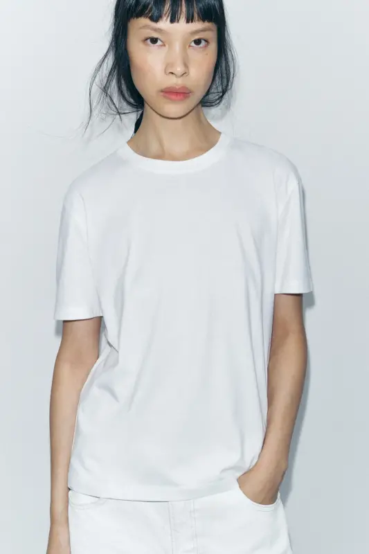 COTTON BASIC T-SHIRT-White - 2