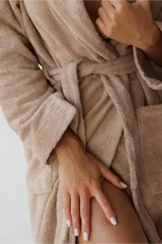 Cotton Bathrobe Snail Curl Antibacterial Soft Bathrobe Gift Daily Dowry Men Women-BROWN - OYALI TEXTİLE (1)