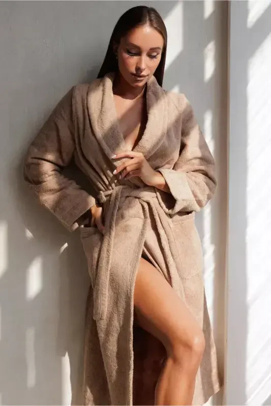 Cotton Bathrobe Snail Curl Antibacterial Soft Bathrobe Gift Daily Dowry Men Women-BROWN - 6