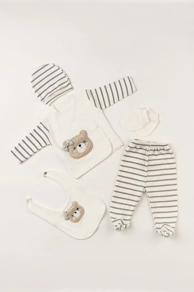 Cotton Bear Embroidered Lux Newborn Hospital Discharge Onesie Set - Boxed And Gift - TEKNOTRUST