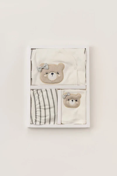 Cotton Bear Embroidered Lux Newborn Hospital Discharge Onesie Set - Boxed And Gift - TEKNOTRUST (1)