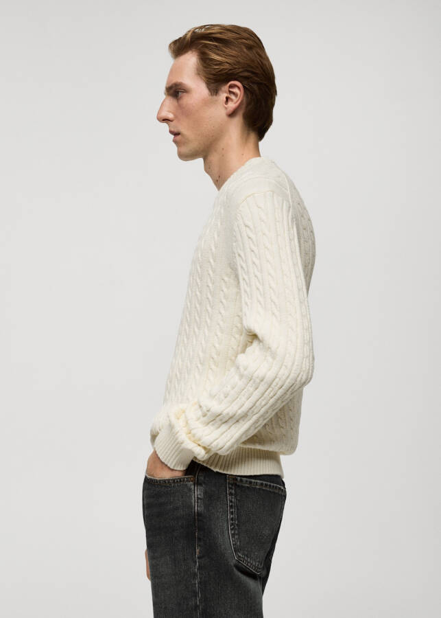 Cotton blend knit sweater - Off white - 17