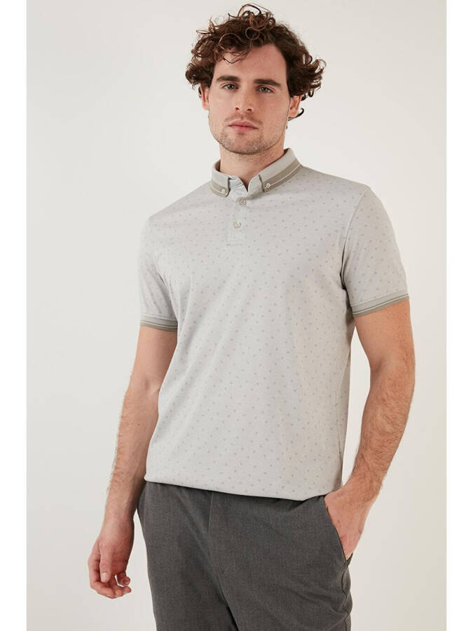 Cotton Blend Patterned Slim Fit Polo Shirt 646B3250 - 1