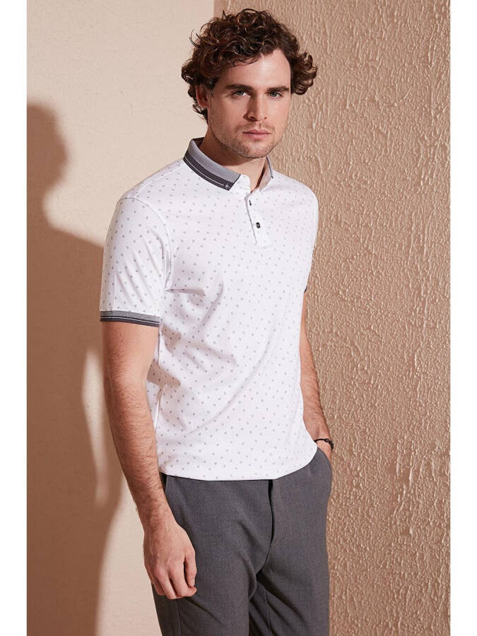 Cotton Blend Patterned Slim Fit Polo Shirt 646B3250 - 6