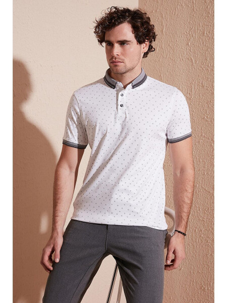 Cotton Blend Patterned Slim Fit Polo Shirt 646B3250 - 7