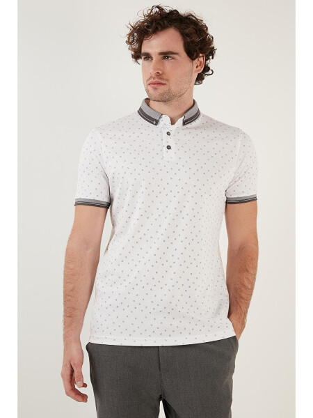 Cotton Blend Patterned Slim Fit Polo Shirt 646B3250 - 8