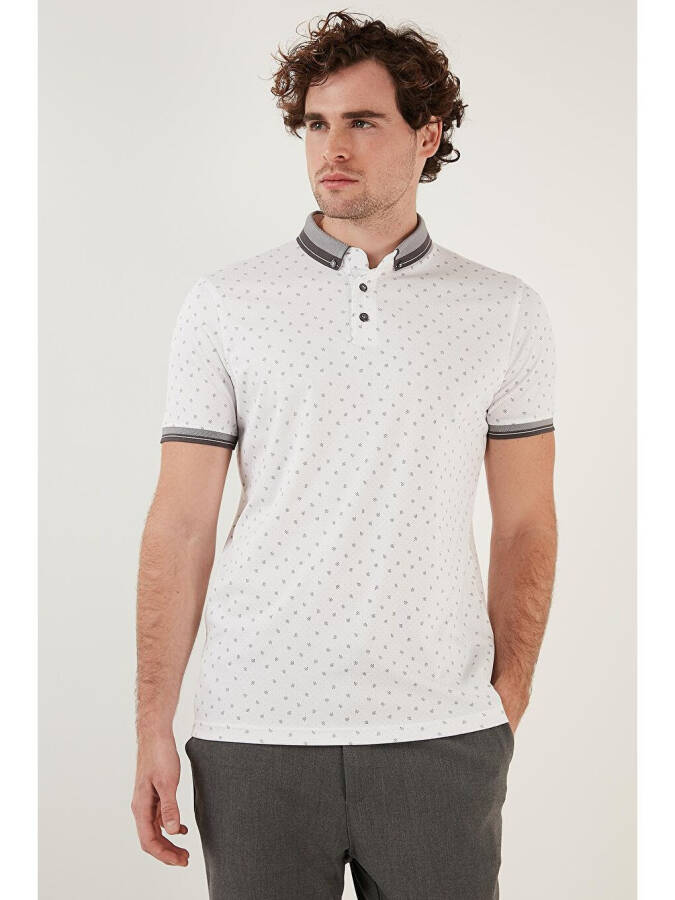 Cotton Blend Patterned Slim Fit Polo Shirt 646B3250 - 8