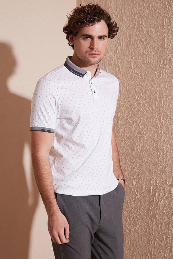 Cotton Blend Patterned Slim Fit Polo Shirt 646B3250 - 11