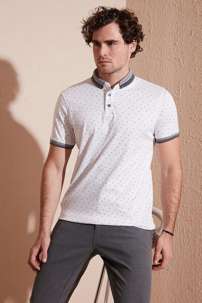 Cotton Blend Patterned Slim Fit Polo Shirt 646B3250 - 12