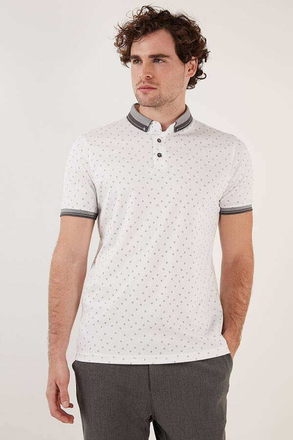 Cotton Blend Patterned Slim Fit Polo Shirt 646B3250 - 13