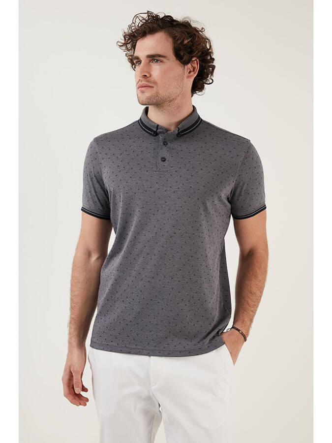 Cotton Blend Patterned Slim Fit Polo Shirt 646B3250 - 1