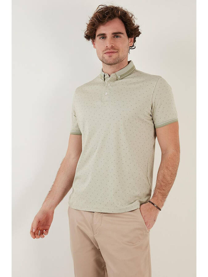 Cotton Blend Patterned Slim Fit Polo Shirt 646B3250 - 7