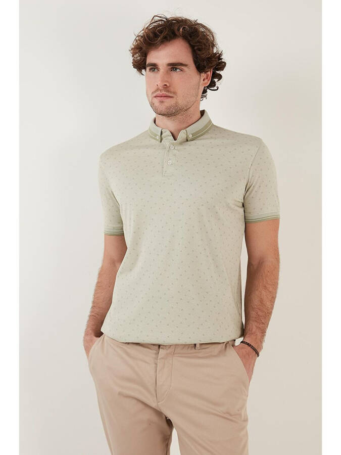 Cotton Blend Patterned Slim Fit Polo Shirt 646B3250 - 1