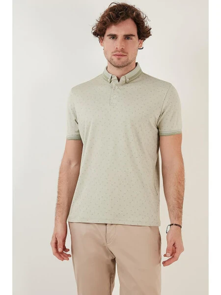 Cotton Blend Patterned Slim Fit Polo Shirt 646B3250 - 4