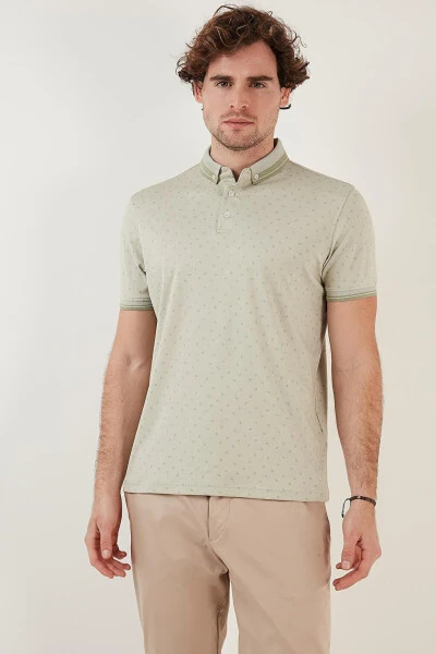 Cotton Blend Patterned Slim Fit Polo Shirt 646B3250 - 14