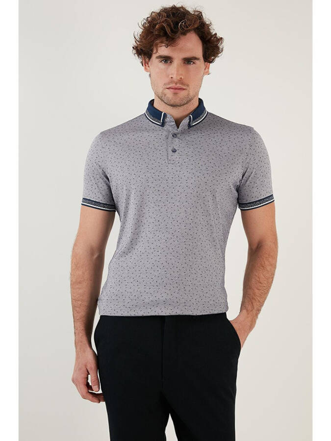 Cotton Blend Patterned Slim Fit Polo T Shirt 646B3200 - 6