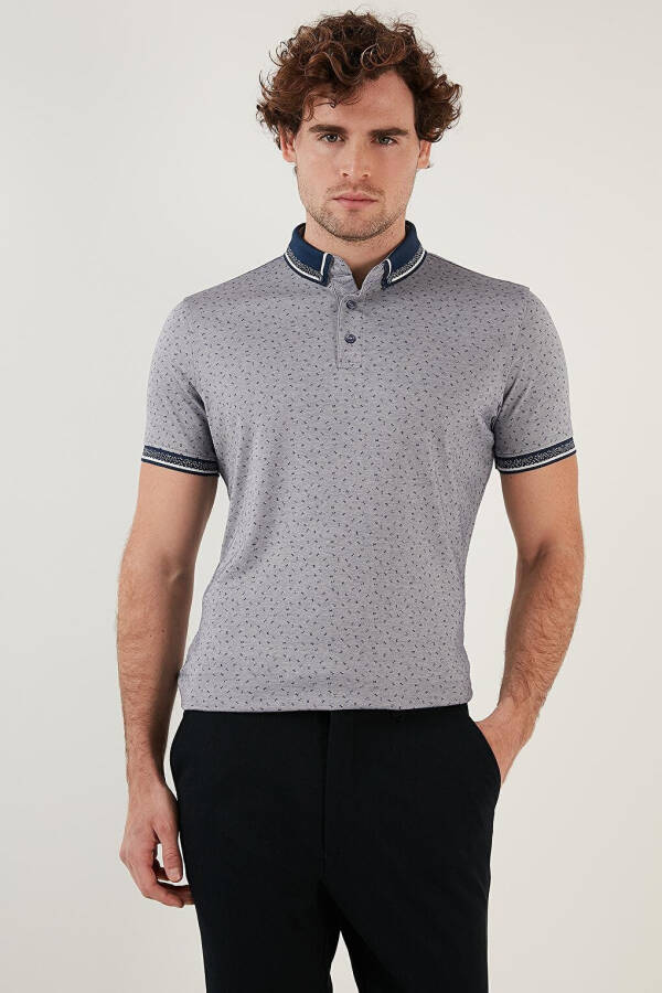 Cotton Blend Patterned Slim Fit Polo T Shirt 646B3200 - 11