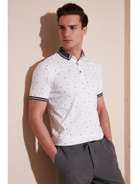 Cotton Blend Patterned Slim Fit Polo T Shirt 646B3210 - 6