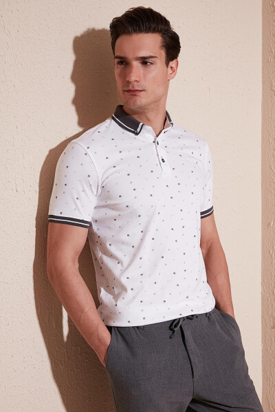 Cotton Blend Patterned Slim Fit Polo T Shirt 646B3210 - 11