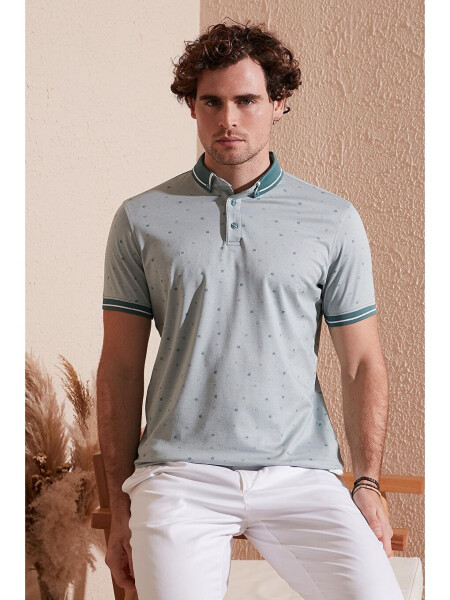 Cotton Blend Patterned Slim Fit Polo T Shirt 646B3210 - 7