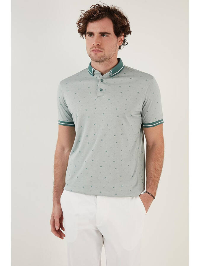 Cotton Blend Patterned Slim Fit Polo T Shirt 646B3210 - 8