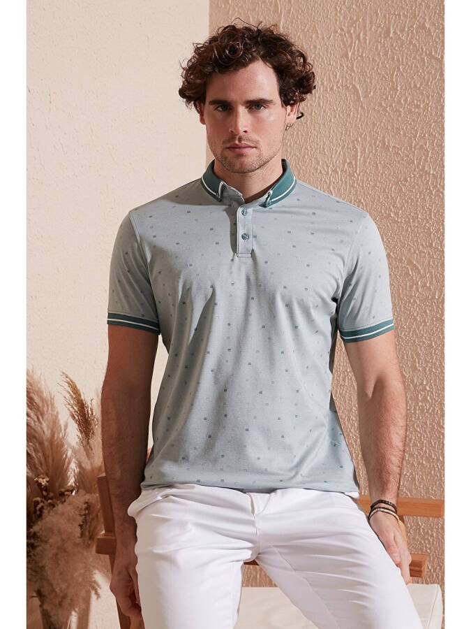 Cotton Blend Patterned Slim Fit Polo T Shirt 646B3210 - 2