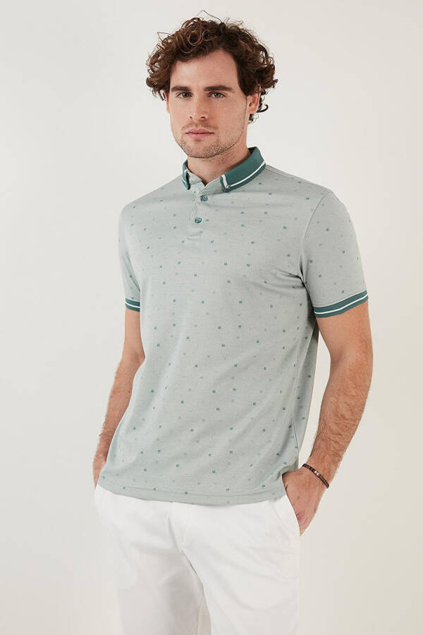 Cotton Blend Patterned Slim Fit Polo T Shirt 646B3210 - 11