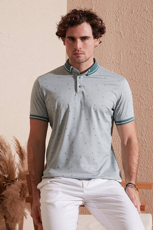 Cotton Blend Patterned Slim Fit Polo T Shirt 646B3210 - 12