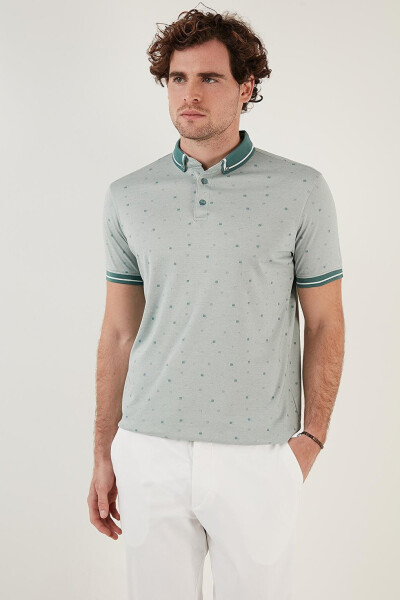 Cotton Blend Patterned Slim Fit Polo T Shirt 646B3210 - 13