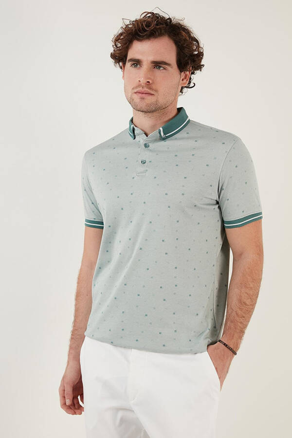 Cotton Blend Patterned Slim Fit Polo T Shirt 646B3210 - 15