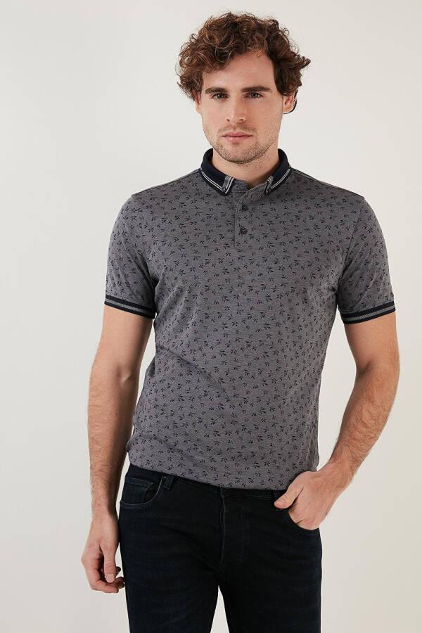 Cotton Blend Patterned Slim Fit Polo T Shirt 646B3280 - 11