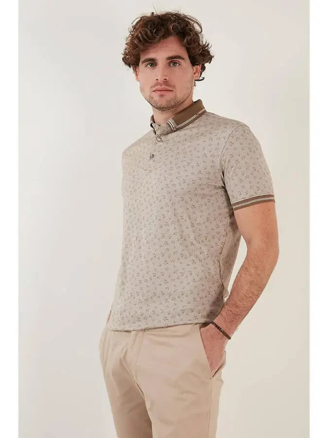 Cotton Blend Patterned Slim Fit Polo T Shirt 646B3280 - 9