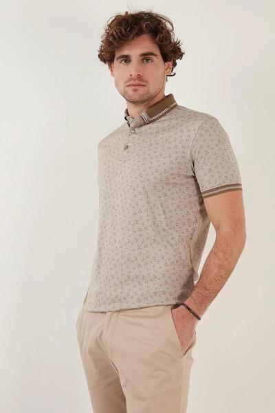 Cotton Blend Patterned Slim Fit Polo T Shirt 646B3280 - 14