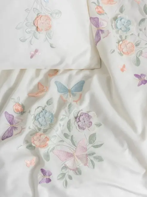 Cotton Box 3D Nakshli Chift Kishilik Saten Nevresim Takımı Liva Pudra - 3