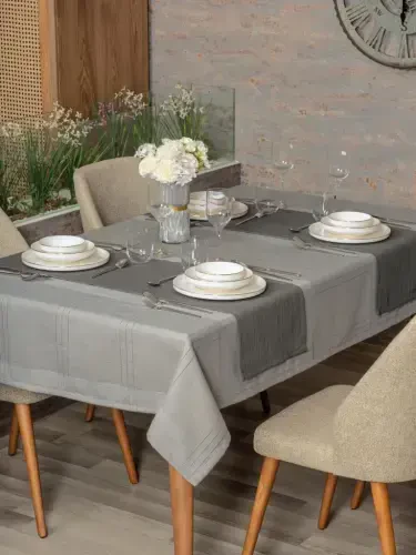 Cotton Box Antique Jasmine Grey Linen Tablecloth - NEVRESIMDUNYASI (1)
