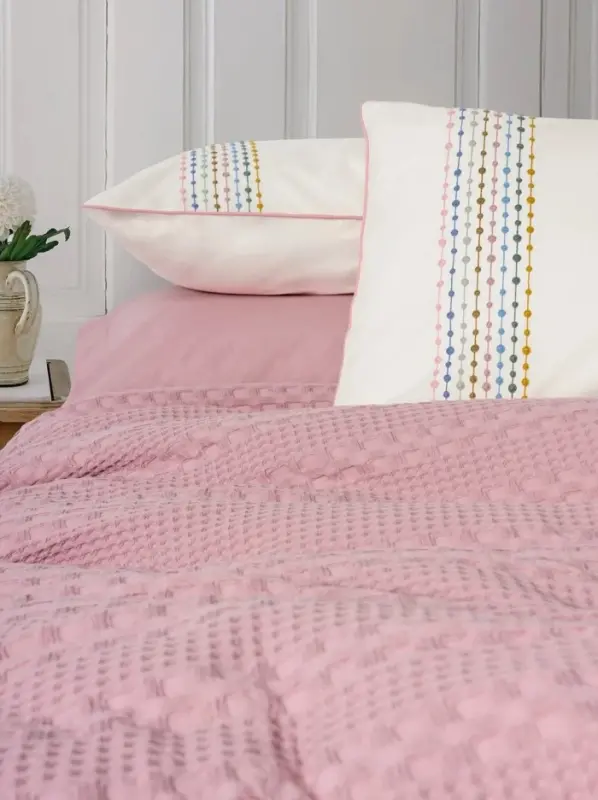 Cotton Box Aura Çift Kişilik Pike Takımı Pebble Pembe - 2