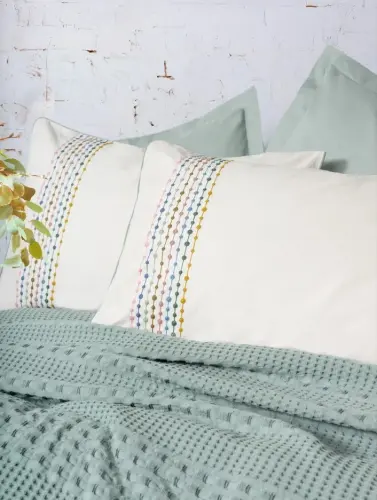 Cotton Box Aura Double Pique Set Pebble Mint - NEVRESIMDUNYASI (1)