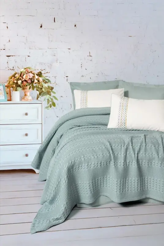 Cotton Box Aura Double Pique Set Pebble Mint - NEVRESIMDUNYASI